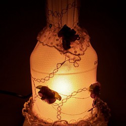10*10*26CM Valentine'S Day Creative Furnishing Articles Gifts Vintage Handicraft Lace Bottle Desk Lamp Led Light