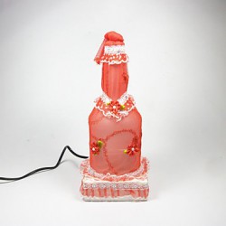 10*10*26CM Valentine'S Day Creative Furnishing Articles Gifts Vintage Handicraft Lace Bottle Desk Lamp Led Light