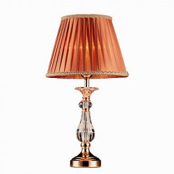 Iron Desk Lamp with Crystal Pillar Cloth Shade Classic Lighting