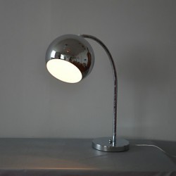 60W Contemporary Table Lamp with Metal Globe Shade and Arc Lamp Arm