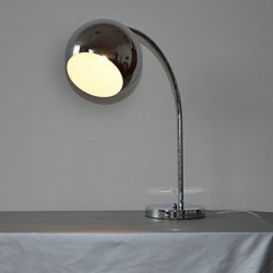 60W Contemporary Table Lamp with Metal Globe Shade and Arc Lamp Arm