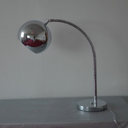 60W Contemporary Table Lamp with Metal Globe Shade and Arc Lamp Arm