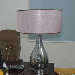 60W E27 Table Lamp with Black Shade and Vase Style Lamp Carrier