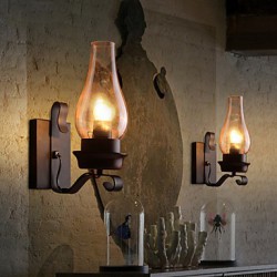 Retro Rustic Nordic Glass Wall Lamp Bedroom Bedside Wall Sconce Vintage Industrial Wall Light Fixtures