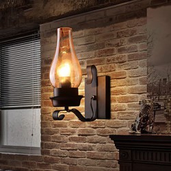 Retro Rustic Nordic Glass Wall Lamp Bedroom Bedside Wall Sconce Vintage Industrial Wall Light Fixtures