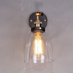 Industrial Edison Simplicity Glass Wall Sconce Metal Base Cap Dining Room / Study Room/Office / Hallway Wall Mount Light