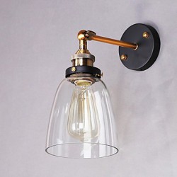 Industrial Edison Simplicity Glass Wall Sconce Metal Base Cap Dining Room / Study Room/Office / Hallway Wall Mount Light