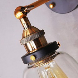 Industrial Edison Simplicity Glass Wall Sconce Metal Base Cap Dining Room / Study Room/Office / Hallway Wall Mount Light
