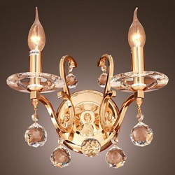 Golden Crystal Wall Light with 2 Lights