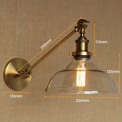 The Iron Glass Bronze Brass Arm Style Retro Creative American Country Hall Bedroom Wall Lamp