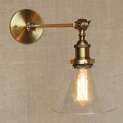 The Iron Glass Bronze Brass Arm Style Retro Creative American Country Hall Bedroom Wall Lamp