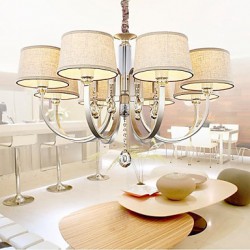 40w Country Crystal Silver Metal Chandeliers Living Room / Bedroom / Dining Room