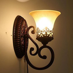 31*16*24CM Europe Type Restoring Ancient Ways, Wrought Iron Bedroom Glass Wall Lamp LED Light