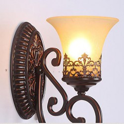 31*16*24CM Europe Type Restoring Ancient Ways, Wrought Iron Bedroom Glass Wall Lamp LED Light