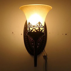 31*16*24CM Europe Type Restoring Ancient Ways, Wrought Iron Bedroom Glass Wall Lamp LED Light