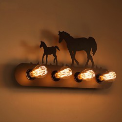 American Village Pastoral LOFT Style Bedroom Aisle Iron Retro Wild Horse Wall Lamps Free Shipping