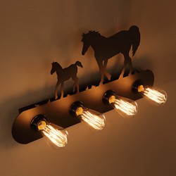 American Village Pastoral LOFT Style Bedroom Aisle Iron Retro Wild Horse Wall Lamps Free Shipping