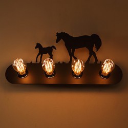 American Village Pastoral LOFT Style Bedroom Aisle Iron Retro Wild Horse Wall Lamps Free Shipping