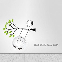 E14 220V Little Bear High Temperature Resistant Plastic LED Light And Creative 3D Wall Paper Wall Lamp