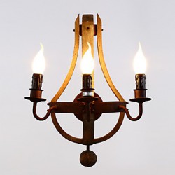 Vintage Amercian Rustic Wooden Wall Wine Barrel Lamp Liviing and Bedroom Lamp