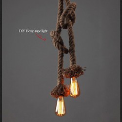 1 Light DIY Art Hemp Rope Light Creative Hemp Rope Chandelier Long 100cm Send 1 Bulb