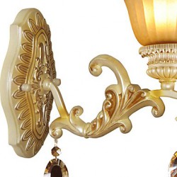 33*32CM Europe Type Restoring Ancient Ways, Wrought Iron Bedroom Crystal Glass Wall Lamp LED Light