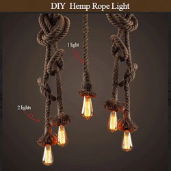 1 Light DIY Art Hemp Rope Light Creative Hemp Rope Chandelier Long 100cm Send 1 Bulb