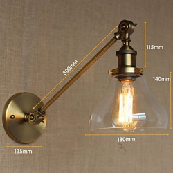 The Iron Glass Bronze Brass Arm Style Retro Creative American Country Hall Bedroom Wall Lamp