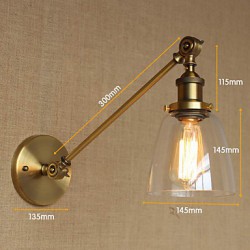 The Iron Glass Bronze Brass Arm Style Retro Creative American Country Hall Bedroom Wall Lamp