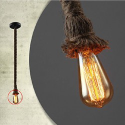 1 Light DIY Art Hemp Rope Light Creative Hemp Rope Chandelier Long 100cm Send 1 Bulb