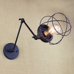 Style Bed Hotel Eestaurant Project Iron Arm Double Retro Vintage Black Belt Wall Lamp Switch