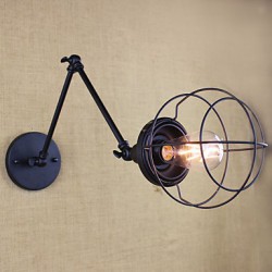 Style Bed Hotel Eestaurant Project Iron Arm Double Retro Vintage Black Belt Wall Lamp Switch