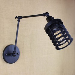 Style Bed Hotel Eestaurant Project Iron Arm Double Retro Vintage Black Belt Wall Lamp Switch