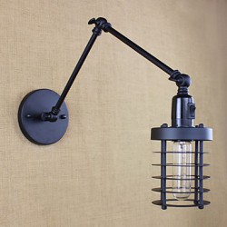 Style Bed Hotel Eestaurant Project Iron Arm Double Retro Vintage Black Belt Wall Lamp Switch