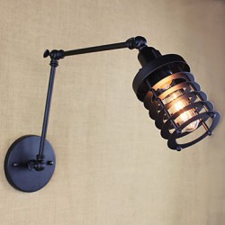 Style Bed Hotel Eestaurant Project Iron Arm Double Retro Vintage Black Belt Wall Lamp Switch