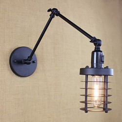 Style Bed Hotel Eestaurant Project Iron Arm Double Retro Vintage Black Belt Wall Lamp Switch