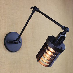 Style Bed Hotel Eestaurant Project Iron Arm Double Retro Vintage Black Belt Wall Lamp Switch