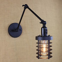 Style Bed Hotel Eestaurant Project Iron Arm Double Retro Vintage Black Belt Wall Lamp Switch