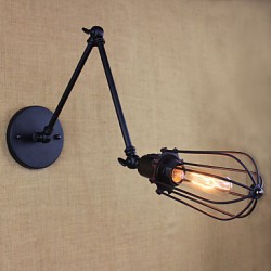 Style Bed Hotel Eestaurant Project Iron Arm Double Retro Vintage Black Belt Wall Lamp Switch