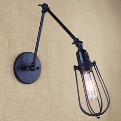 Style Bed Hotel Eestaurant Project Iron Arm Double Retro Vintage Black Belt Wall Lamp Switch