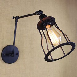 Style Bed Hotel Eestaurant Project Iron Arm Double Retro Vintage Black Belt Wall Lamp Switch