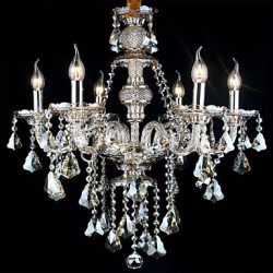 Flush Mount Cognac Color K9 Crystal Modern Chandelier with 6 Lights