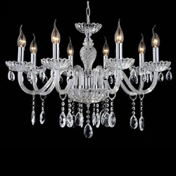 8-Light The style of palace Glass Chandelier With Candle Bulb