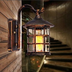 Antique Rustic Iron Waterproof Outdoor Wall Lamp Vintage Lantern Light Rusty Matte black Corridor Hallway Wall Sconce
