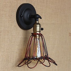 American Industrial-Style Fence Iron Net Red Bronze Decorative Wall Sconce