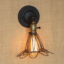 American Industrial-Style Fence Rusty Iron Mesh Decorative Wall Sconce