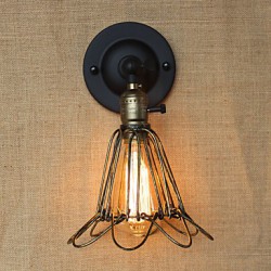 American Industrial-Style Fence Iron Mesh Bronze Decorative Wall Sconce