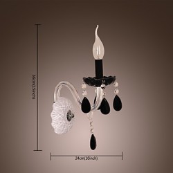 Black Crystal Wall Light with Candle Bulb