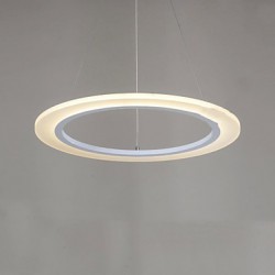 LED Pendant Light Round Ceiling Chandelier Milky Acrylic Ceiling Lamps with Single Ring D50CM Ac 100 to 240v