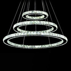 LED Crystal Pendant Light Modern Chandelier Lighting Lamps Cool White Round Ceiling Lights Fixtures